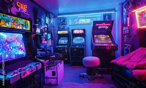 Retro Arcade Gaming Room