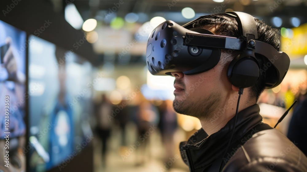 Man Experiencing Virtual Reality Immersion Man Experiencing Virtual Reality Immersion