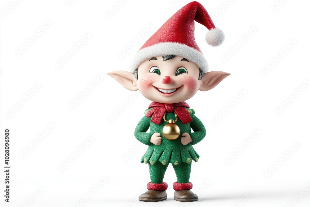 Christmas Elf Holding Ornament. Christmas Elf Holding Ornament.