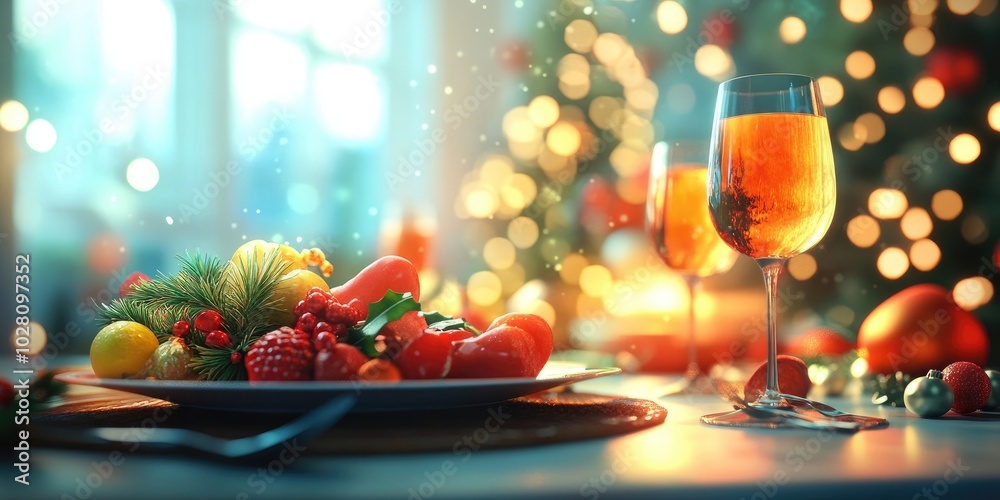 Joyful New Year 2025 celebration featuring festive cooking and a vibrant table setting, holiday festivities, celebration, home cooking Joyful New Year 2025 celebration featuring festive cooking and a vibrant table setting, holiday festivities, celebration, home cooking
