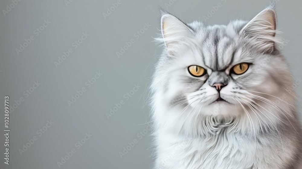 Persian cat with striking eyes, close-up on a neutral background. Persian cat with striking eyes, close-up on a neutral background.
