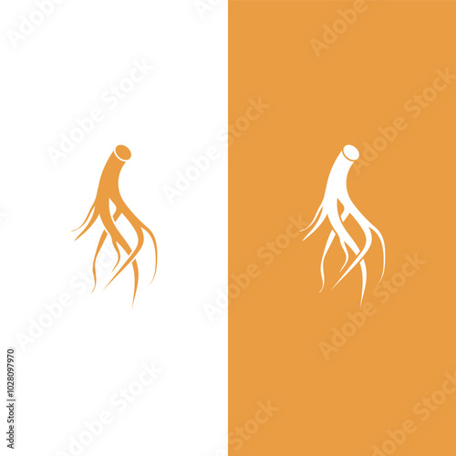 Ginseng logo design template and symbol icon