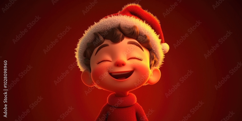 Charming portrait of a baby boy dressed in festive Christmas attire, evoking holiday joy and warmth