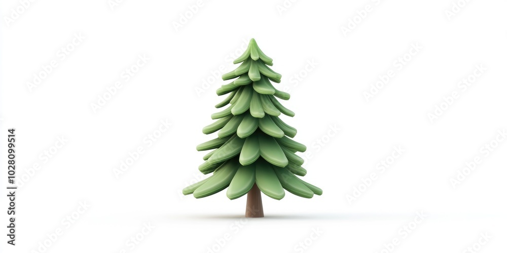 Obraz premium Small pine tree cut out and isolated on a clean white background, perfect for product displays or holiday-themed designs