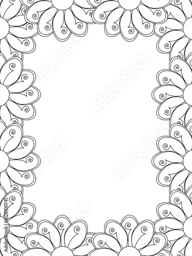 Wallpaper Mural All these designs are hand-drawn and unique 
Flower Border is a Beautiful black and white illustration for adult coloring book,
This is a printable Beautiful Zentangle Coloring page for KDP Interior, Torontodigital.ca