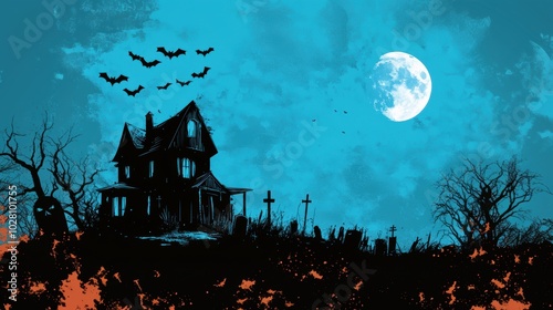 Haunted house. Halloween decoration element. photo