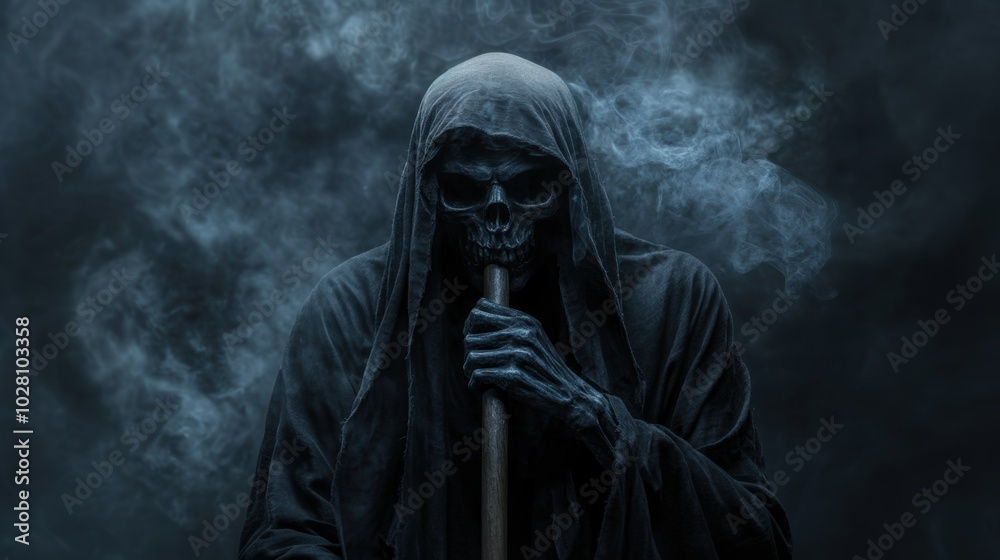 Grim reaper with scythe. Halloween theme poster. Grim reaper with scythe. Halloween theme poster.