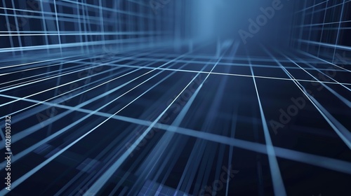 Wallpaper Abstract blue grid background forming perspective with light effects
