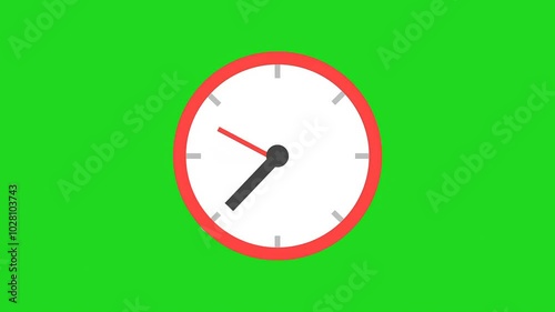 Fast moving clock, timelapse red clock on green screen.