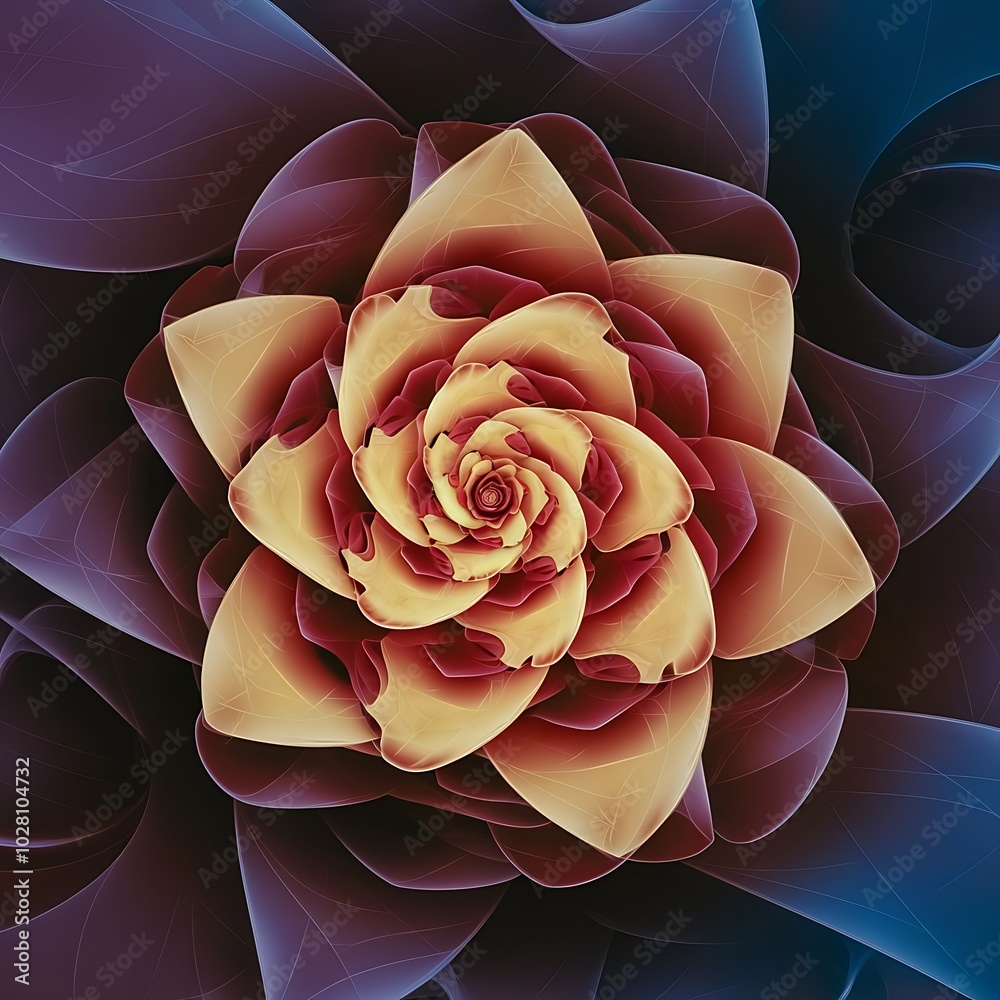 Beautiful fractal flower in yellow and red. Computer generated graphics. Beautiful fractal flower in yellow and red. Computer generated graphics.