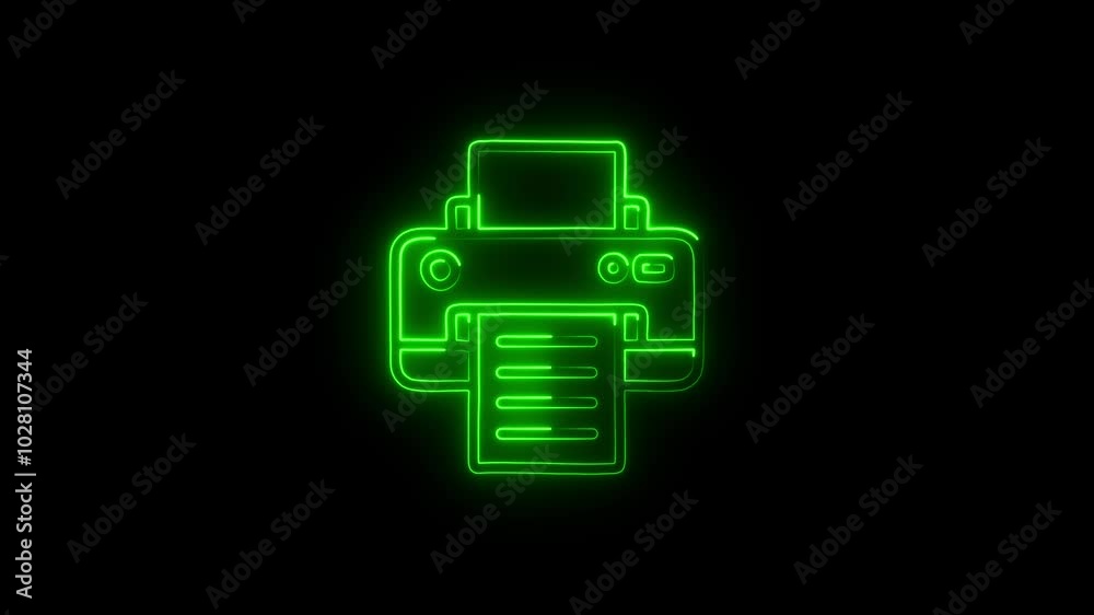 Glowing neon printer icon animation. Simple icon for websites, web design, mobile app, info graphic concept. Glowing neon printer icon animation. Simple icon for websites, web design, mobile app, info graphic concept.