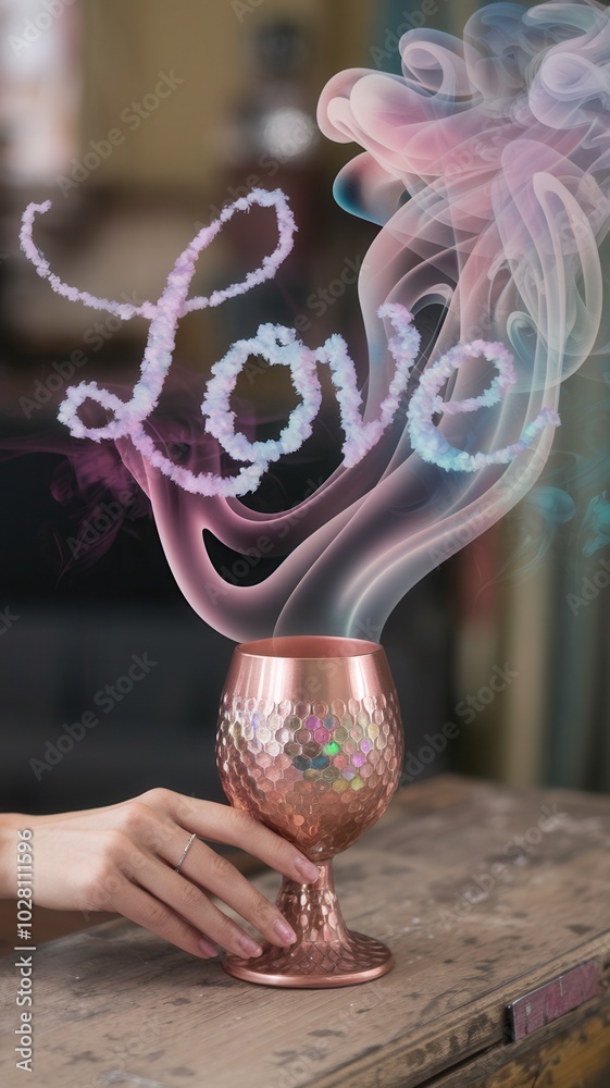 Naklejka premium Hand holding copper glass with