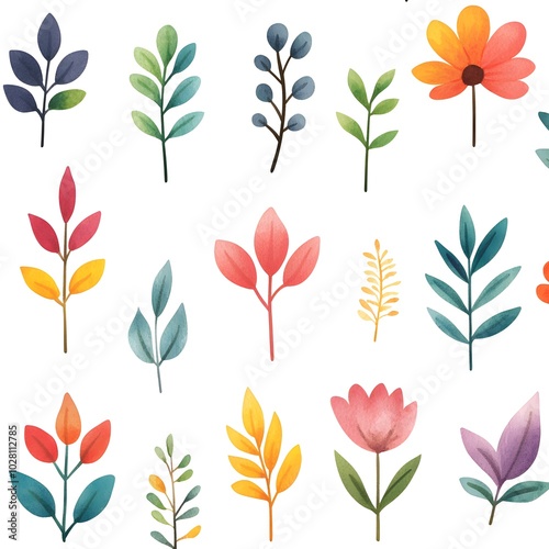 Watercolor Floral Elements