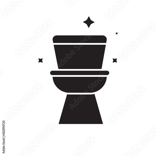 Shiny Toilet, bathroom icon, vector flat black simple illustration for web and app..eps