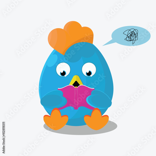 Vector illustration of blue bird reading great for sticker photo