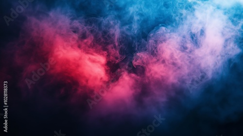 Colorful smoke background. Dark blue, pink and red color fog texture