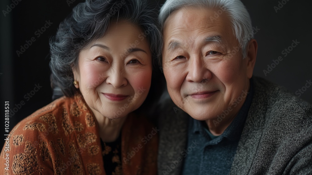 Happy smiling asian mature senior couple posing together Happy smiling asian mature senior couple posing together