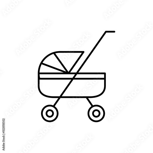 Baby carriage, pram line icon. simple flat trendy style illustration for web and app..eps
