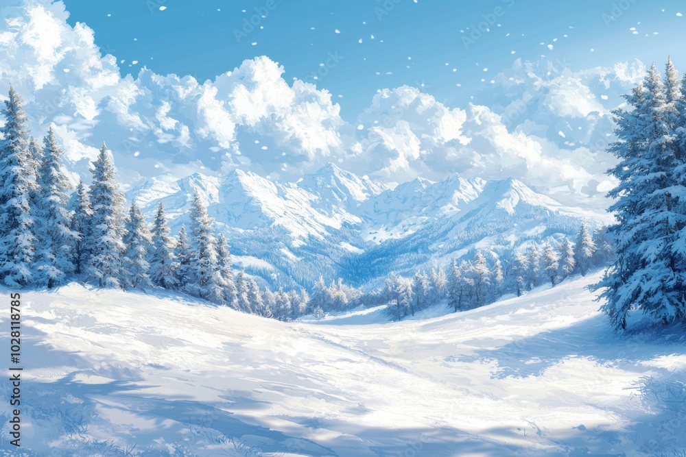 Obraz premium Snowy winter season background 