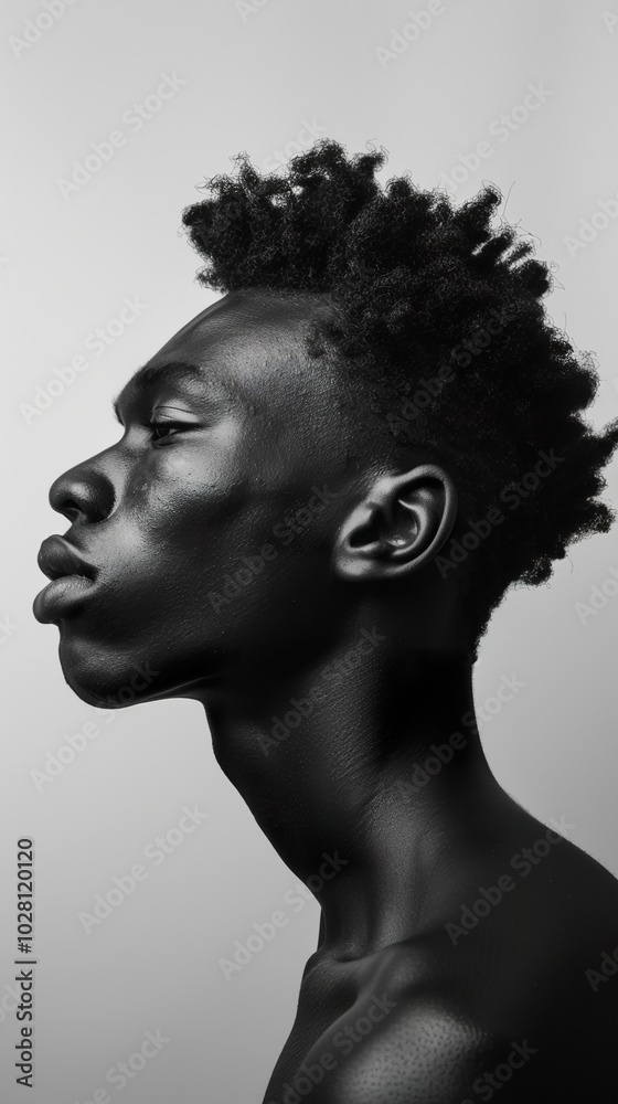 Black and White Portrait of a Man with Afro Hair Black and White Portrait of a Man with Afro Hair