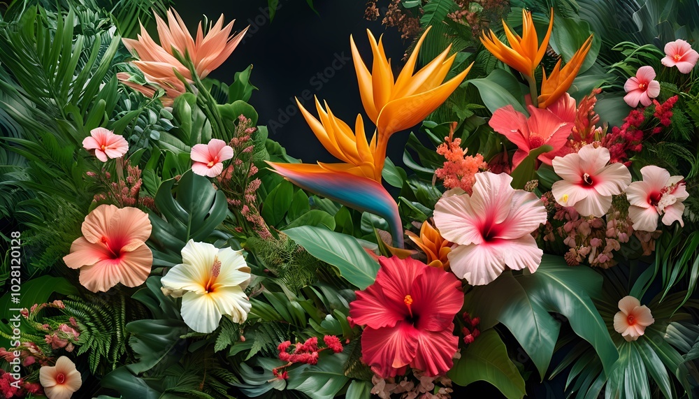 Vibrant Floral Arrangement with Exotic Blooms