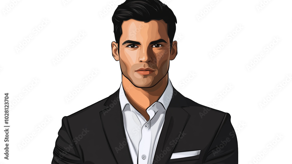 A stylish young man in a suit posing confidently against a plain background A stylish young man in a suit posing confidently against a plain background
