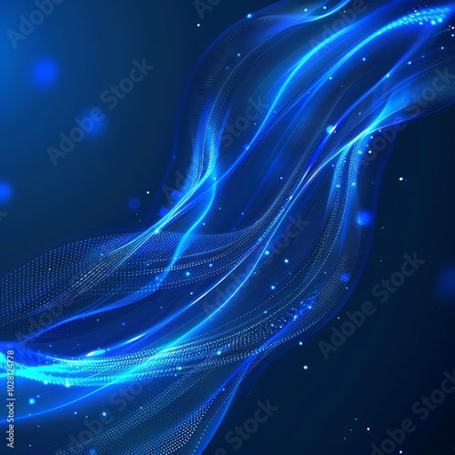 modern abstract blue background ,Smooth wave lines on blue neon color light background. Glowing abstract wave on dark, shiny motion, magic space light. Vector techno abstract background, blue color 