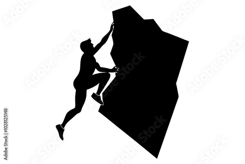 Climbing rock cliffs | vector silhouette illustration on white background