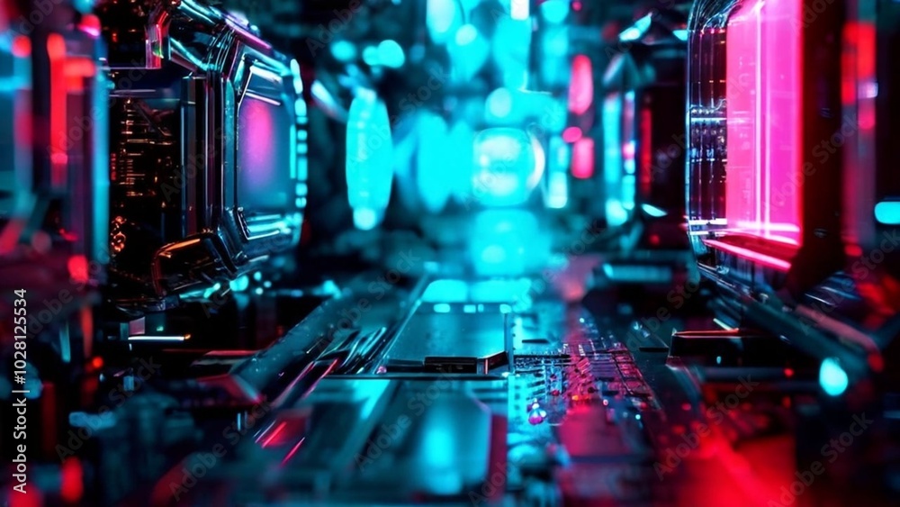 Abstract geometric shapes in neon colors representing AI and digital technology innovation. AI generative. Abstract geometric shapes in neon colors representing AI and digital technology innovation. AI generative.
