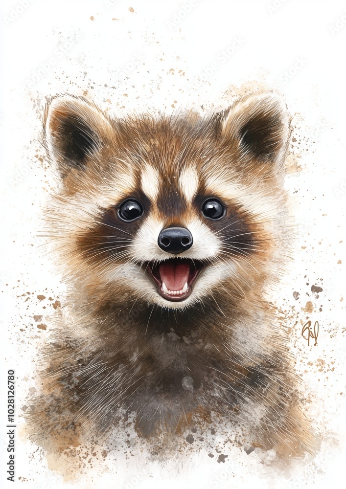 Obraz premium A cute animal at a party with a simple background and a surprised expression. 