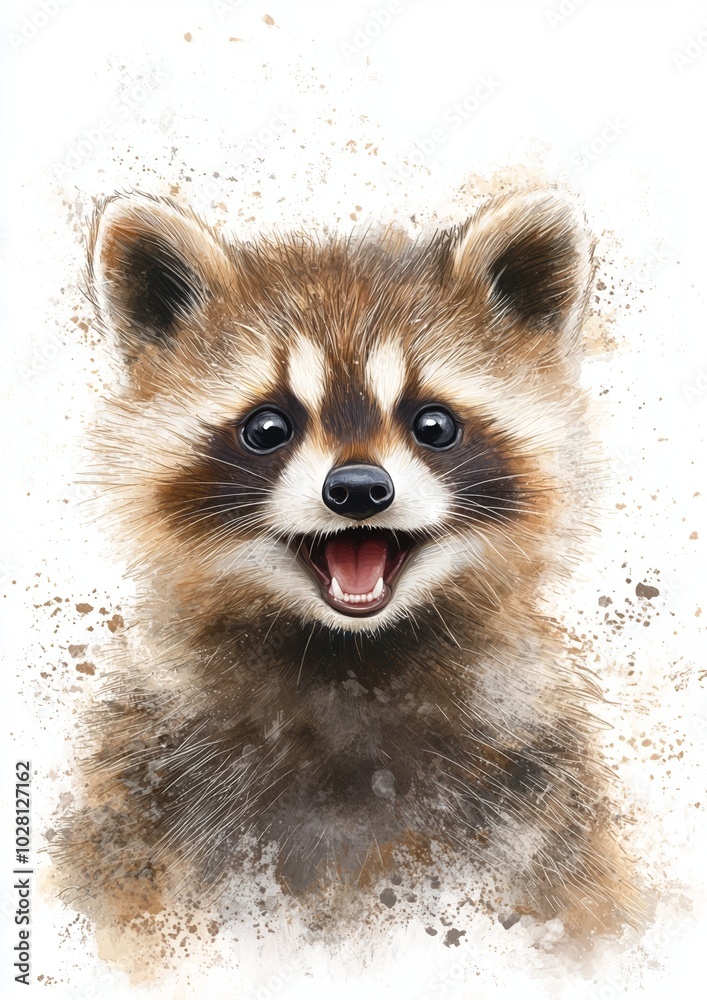 Obraz premium A cute animal at a party with a simple background and a surprised expression. 