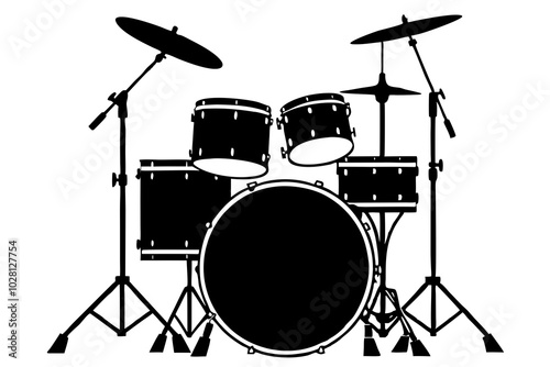 Drum Kit Silhouette | vector silhouette illustration on white background