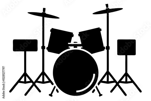 Drum Kit Silhouette | vector silhouette illustration on white background