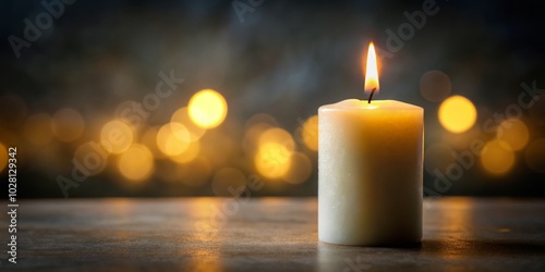 A pristine white candle flickers softly against a dark backdrop, symbolizing remembrance and celebration, casting a warm glow that honors cherished memories and special moments.