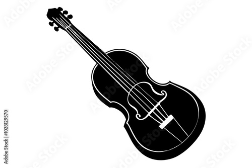 Acoustic String Instrument Shadow | vector silhouette illustration on white background