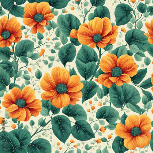 Wallpaper Mural Seamless floral pattern background design Torontodigital.ca