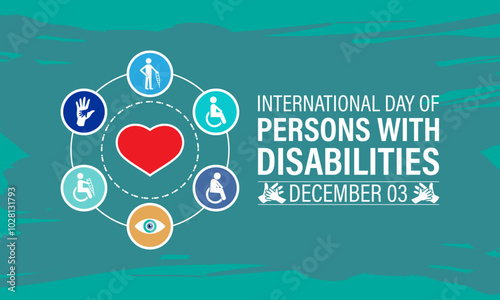 Vector graphic of International Day of Persons with Disabilities  is celebrated every year on 3 December. Increase awareness of disability in all aspects of life. Banner poster, flyer and background.