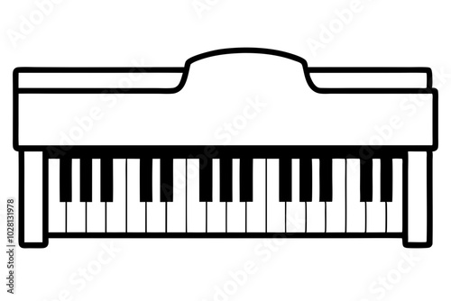 Piano and Keyboard Silhouette | vector silhouette illustration on white background