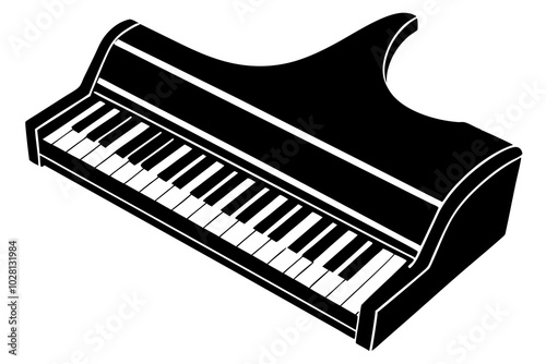 Piano and Keyboard Silhouette | vector silhouette illustration on white background