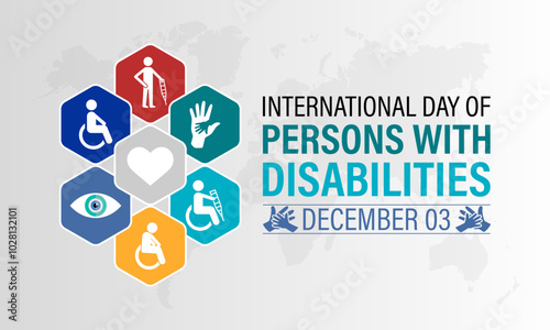 Vector graphic of International Day of Persons with Disabilities  is celebrated every year on 3 December. Increase awareness of disability in all aspects of life. Banner poster, flyer and background.