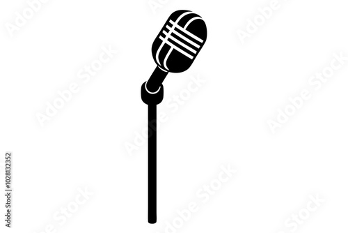 Retro Microphone Silhouette | vector silhouette illustration on white background