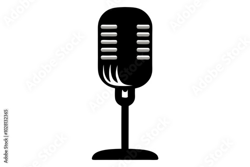 Retro Microphone Silhouette | vector silhouette illustration on white background