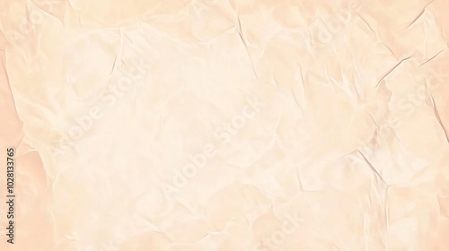 A crinkled, faded paper sheet against a soft peach background.