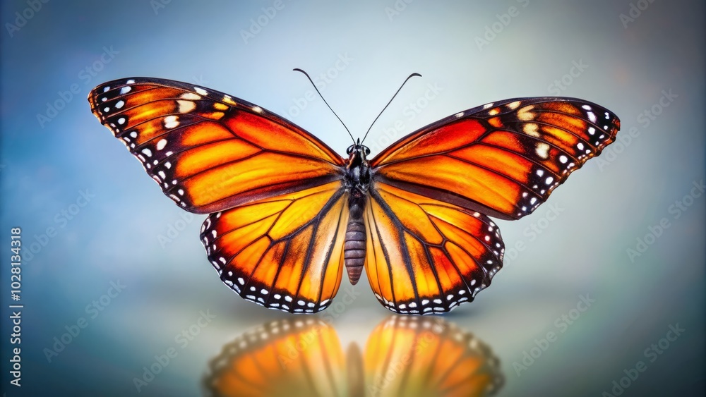Fototapeta premium A stunning orange Monarch butterfly stands out against a transparent background, embodying the beauty of nature and wildlife with its vibrant colors and delicate wings.