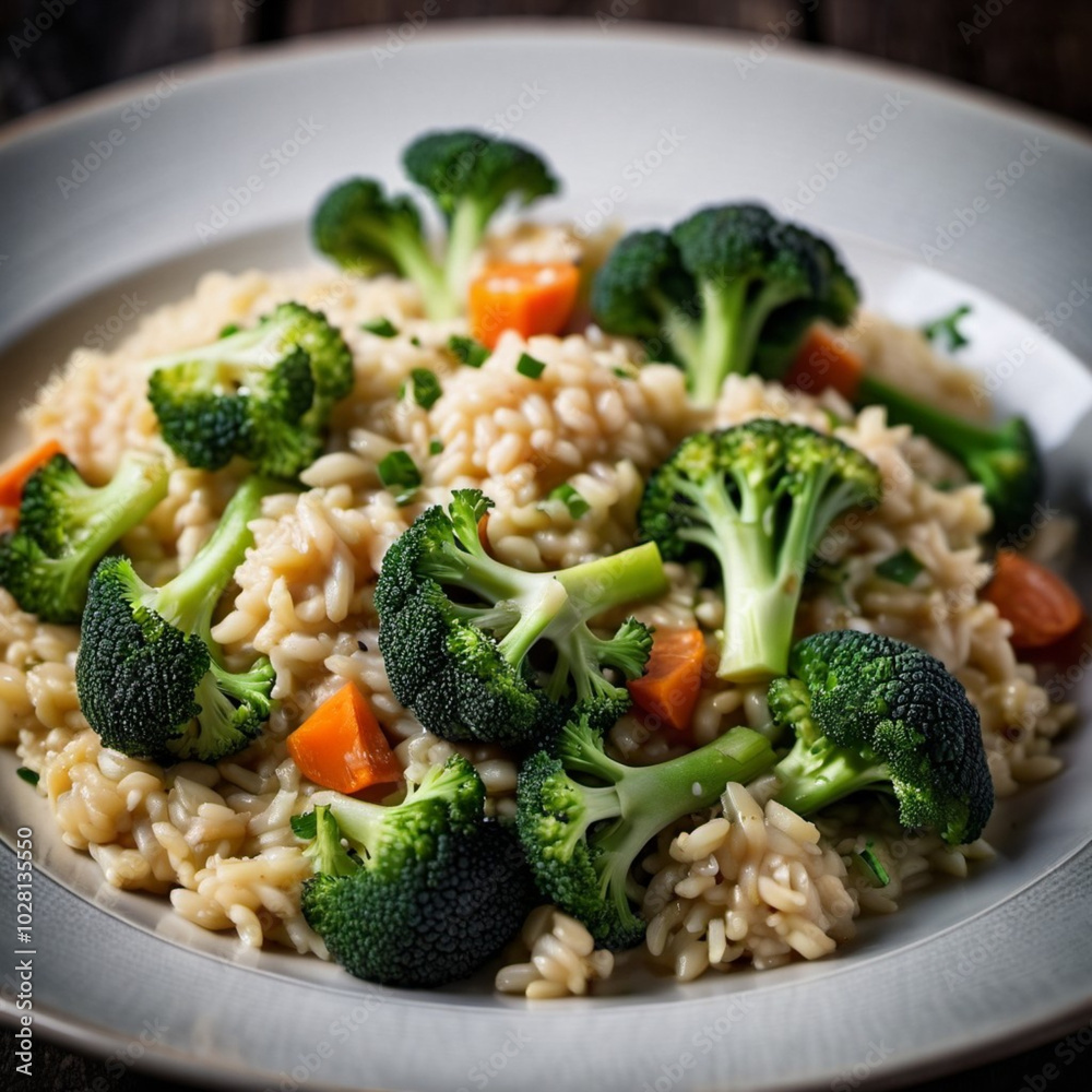 A hearty risotto features vibrant broccoli, cauliflower, and carrots, creating a colorful and nutritious dish perfect for any meal. This comforting food showcases wholesome ingredients. Generative AI A hearty risotto features vibrant broccoli, cauliflower, and carrots, creating a colorful and nutritious dish perfect for any meal. This comforting food showcases wholesome ingredients. Generative AI