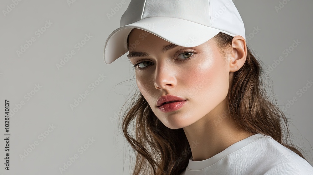A simple, white cap with a clean design, featuring a smooth, minimalistic appearance. The cap is unembellished, offering a classic look that can be adapted for various uses such as sports, fashion, A simple, white cap with a clean design, featuring a smooth, minimalistic appearance. The cap is unembellished, offering a classic look that can be adapted for various uses such as sports, fashion,