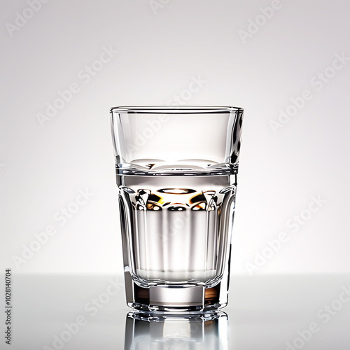 Plain water in clear glass drinking highball luxurious glass white background with clipping path. Glassware for home, restaurant and bar. photo