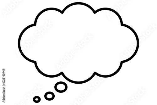 シンプルなバブルふきだし、モクモクふきだしのイラスト