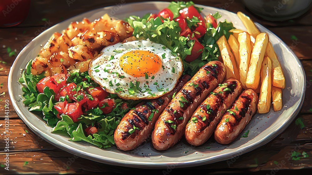Full English breakfast with eggs Full English breakfast with eggs