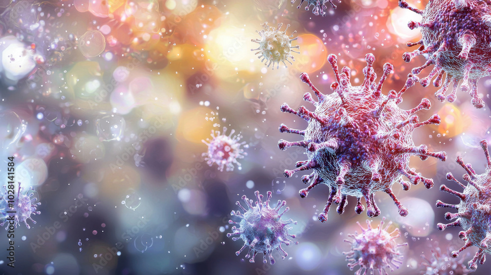 Virus Cells on Blurred Background Virus Cells on Blurred Background